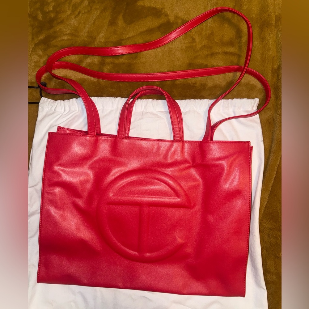 Authentic Telfar Large Shopping Bag Red Tote Unisex w/ Dust Bag – Preowned